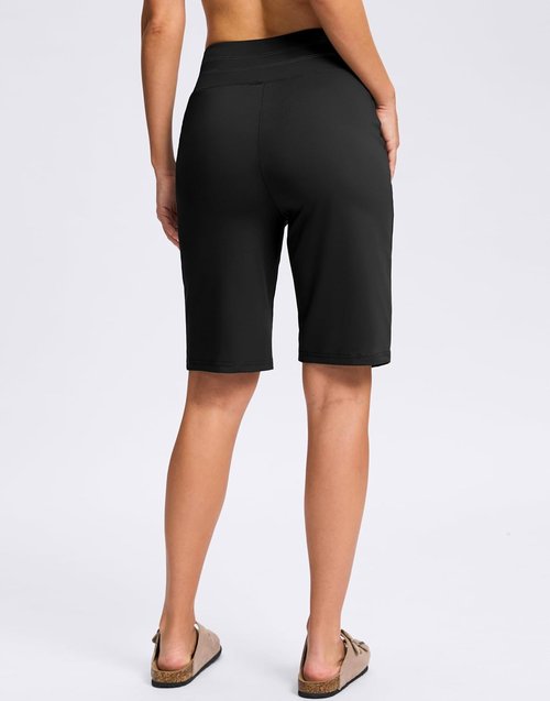G GRADUAL Bermuda Shorts for Women - High Waisted Knee-Length with Pockets for Athletic Workouts