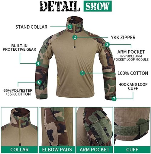 EMERSONGEAR Men's Tactical Shirt - Gen3 Quick-Dry Long Sleeve BDU for Airsoft & Combat | Army Green
