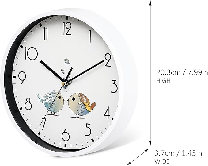 NUOVO 8 Inch Round Wall Clock Silent & Non-Ticking Retro Wall Clock Operated