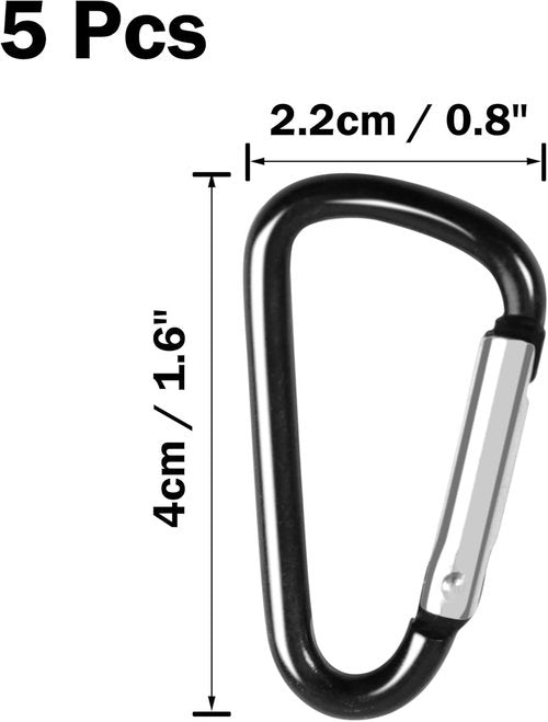 Aluminum Carabiner Keychain Clips - 5PCS Spring Snap Hooks for Outdoor Gear & Travel