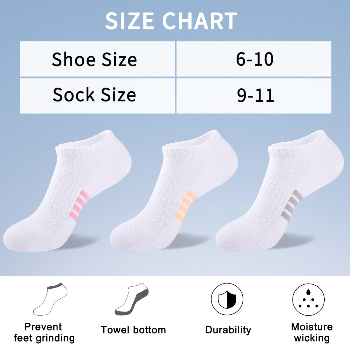 eallco 8 Pairs Ankle Socks for Women Running Athletic Cotton Low Cut Socks Cushioned