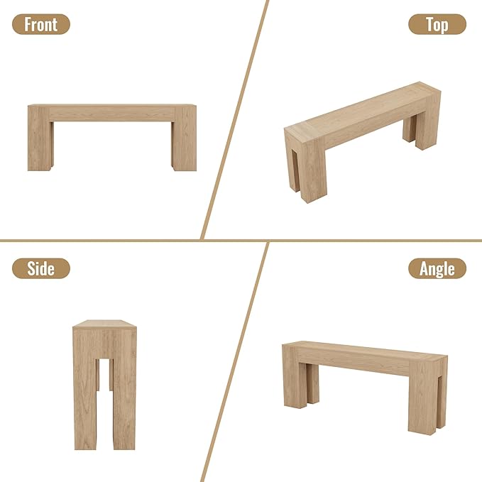 Extra Long Sofa Console Table for Entryway Living Room, 79-Inch Farmhouse Wood Behind Couch Table, Rectangular Accent Console with Wooden Double Base for Hallway Foyer Entrance, Light Oak