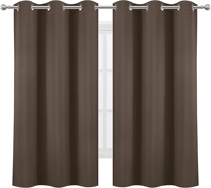 LEMOMO Chocolate Brown Blackout Curtains 42 x 63 Inch Length/Set of 2 Curtain