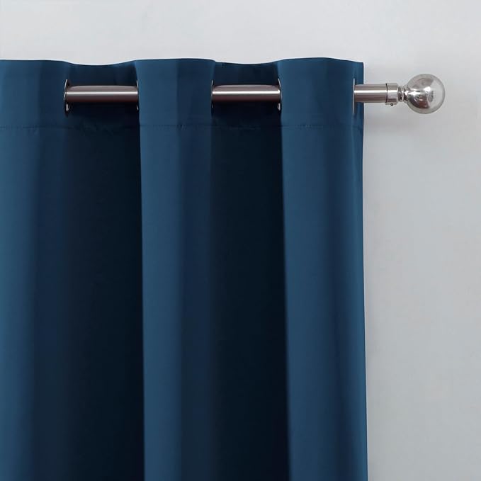 LEMOMO Blackout Curtains 52 x 90 Inch Long Navy Blue Curtains Set of 2 Panels