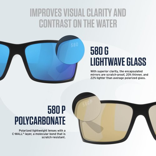 Men's Costa Del Mar Corbina Low Bridge Fit Rectangular Sunglasses - Stylish UV Protection