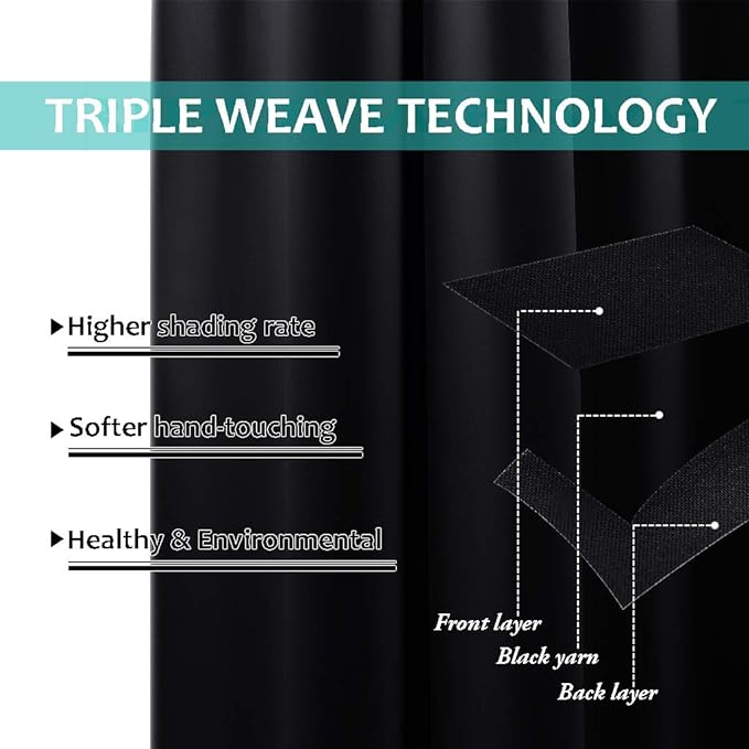NICETOWN High-End Thermal Curtains, Full Blackout Curtains 72 Inches Long