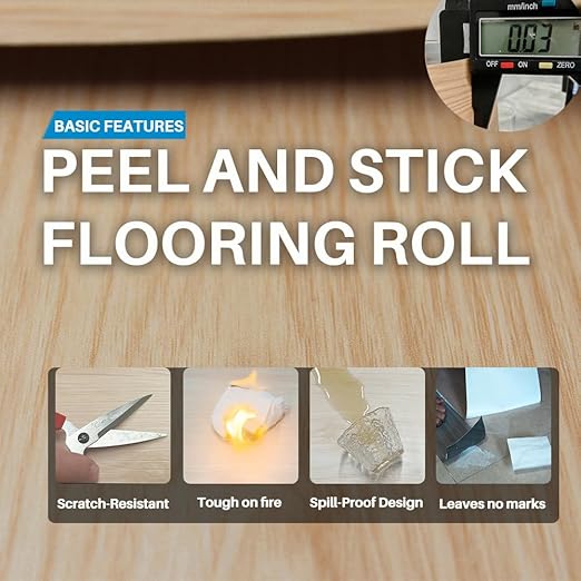 Wood Grain Peel and Stick Floor Tiles – 11.8” Width, Full Roll Length of 394" –
