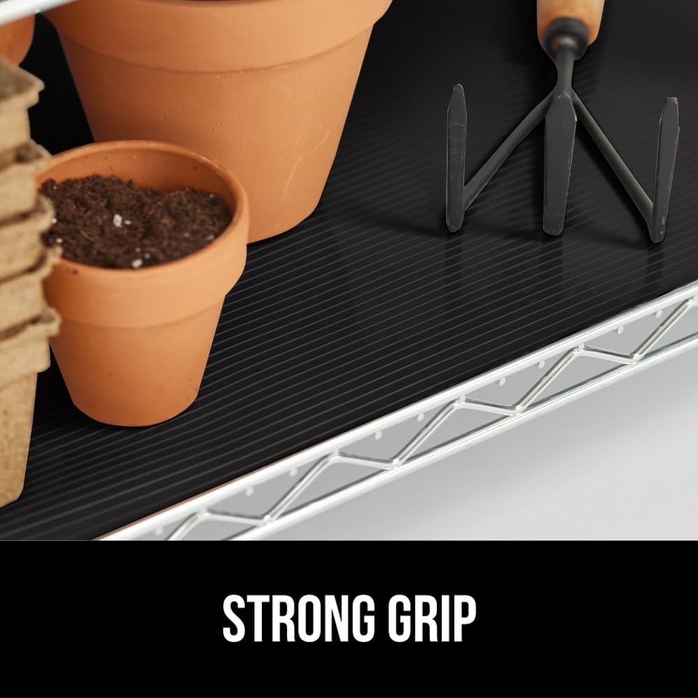 GORILLA GRIP DuraGuard Shelf Liner, 17.5x20 Non-Adhesive Cabinet Liners for Kitchen Drawers, Shelves, Refrigerator, Pantry Storage, Bathroom Closet, Durable Waterproof BPA Free Ribbed Plastic, Black