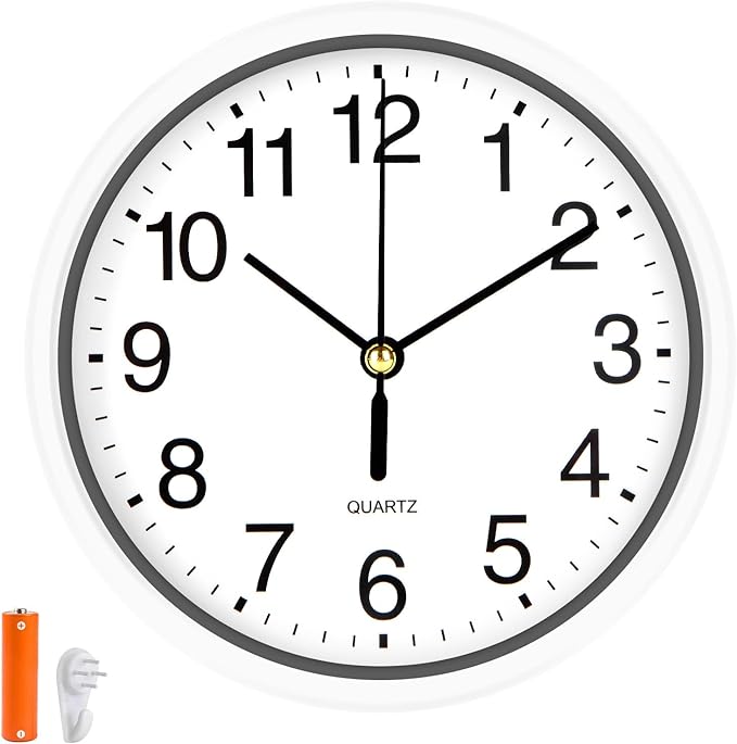 Silent Wall Clock Non Ticking, 6 Inch Wall Clocks Battery Operated, Small
