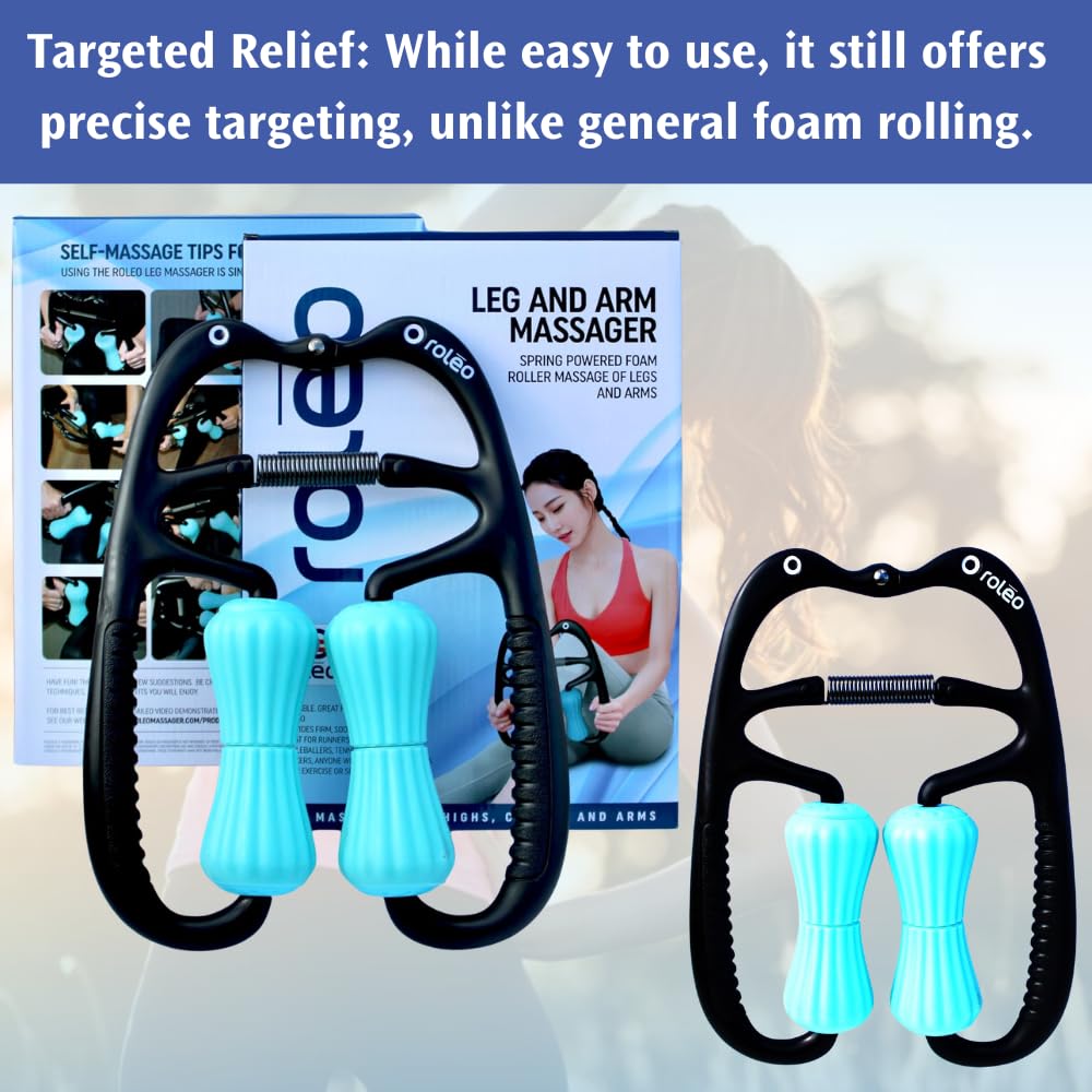 Roleo Leg Massager - Muscle Roller, Calf Massager, Thigh Massager, Muscle Pain, Trigger Point, IT Band Roller, Massage Tool, Cellulite Massager, Carpal Tunnel Massager