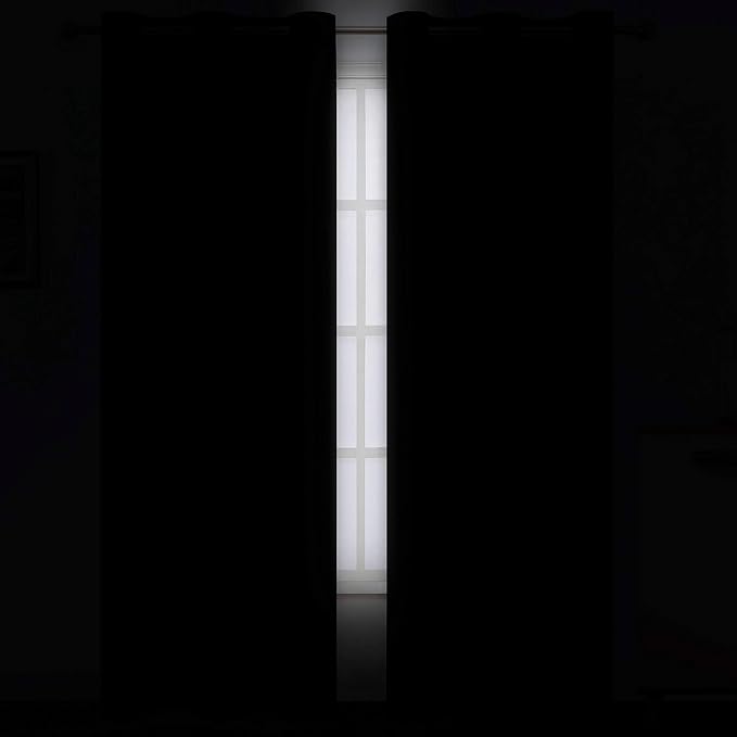 LEMOMO Black Thermal Blackout Curtains/42 x 95 Inch/Set of 2 Panels Room