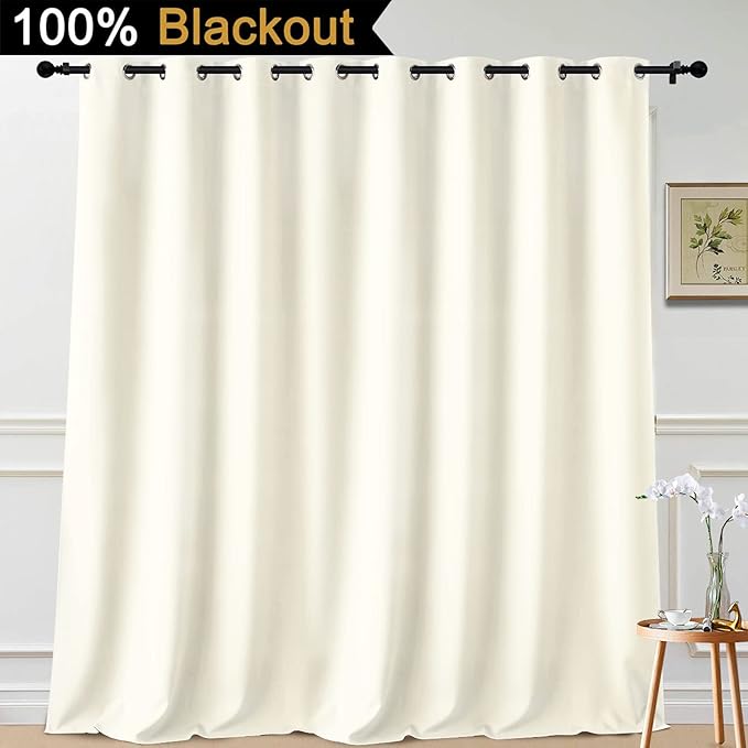 Yakamok Total Blackout Extra Wide Patio Sliding Door Curtains, Grommet Thermal