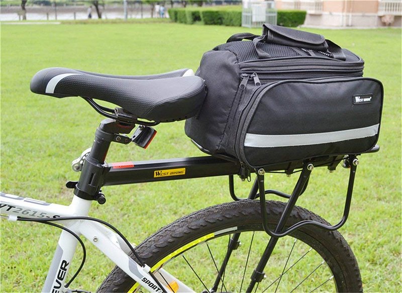 West Biking 110Lb Capacity Almost Universal Adjustable Bike Cargo Rack Cycling Equipment Stand Footstock Bicycle Luggage Carrier Racks with Reflective Logo