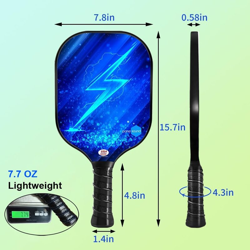 Pickleball Paddles Set of 2, USAPA Approved Fiberglass Pickleball Rackets Set Lightweight with 4 Outdoor Pickleballs & 1 Carrying Case