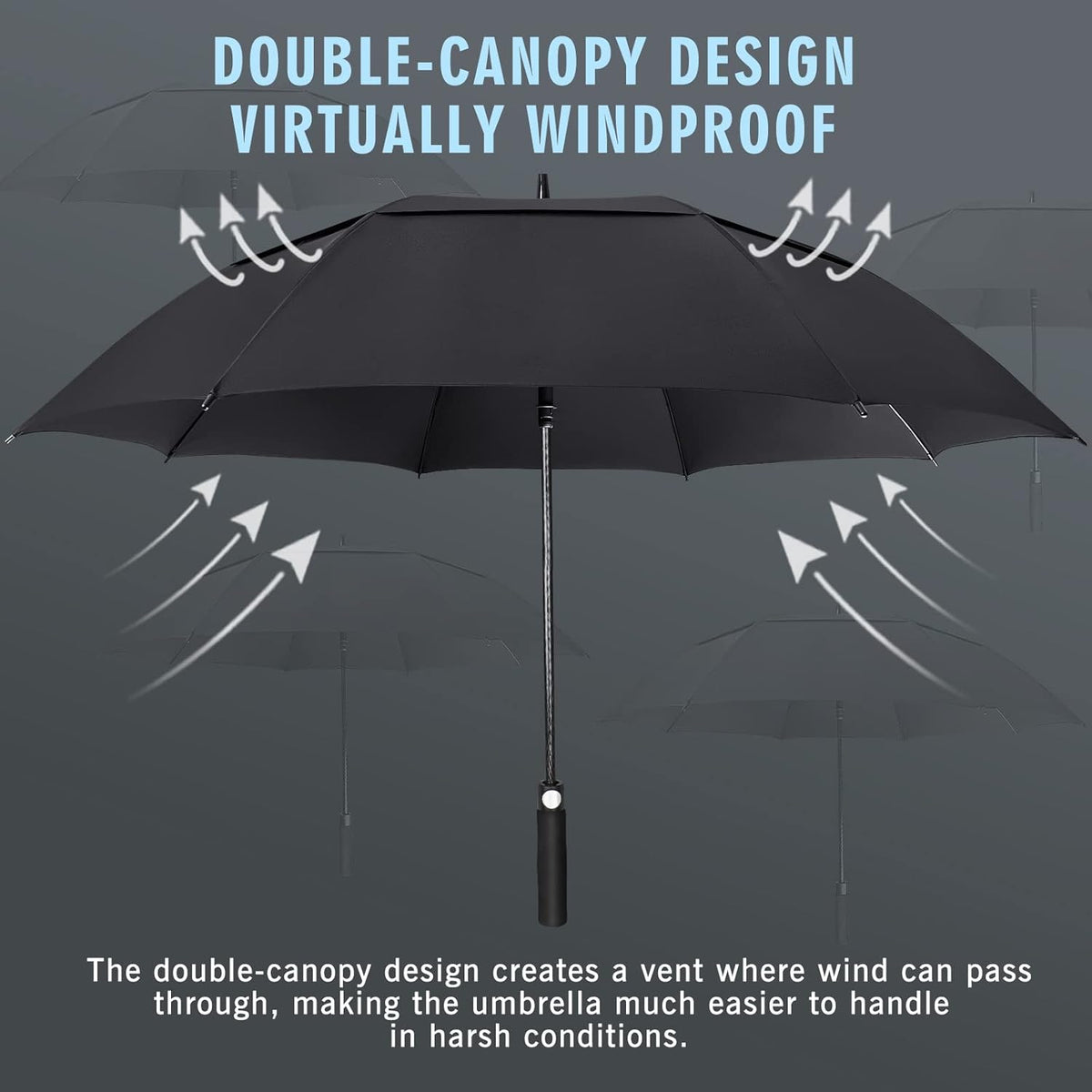 ZOMAKE Windproof Golf Umbrella - Extra Large Double Canopy for Rain & Sports | 51-72 Inch Options
