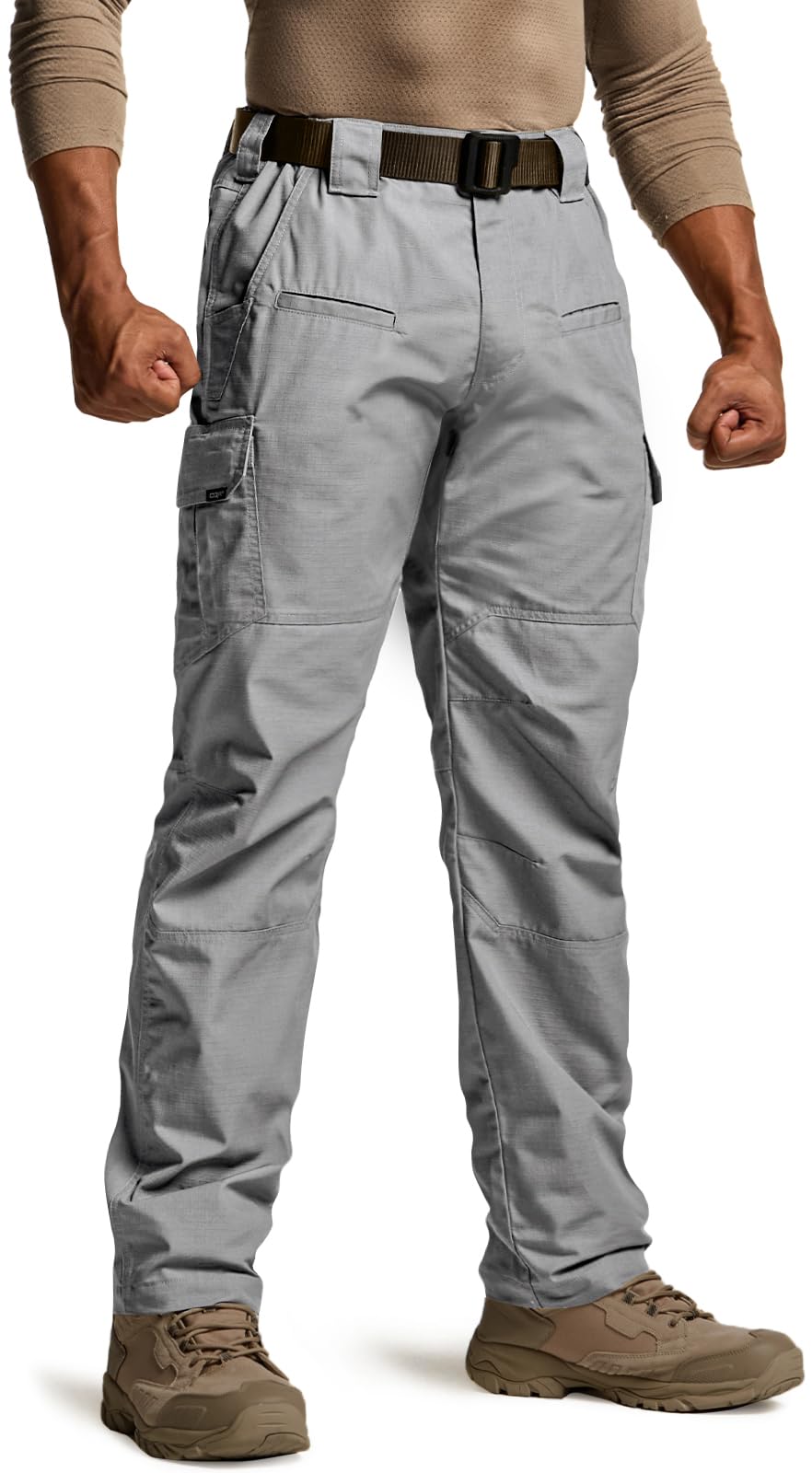 CQR Men's Tactical Pants, Water Resistant Ripstop Cargo Pants, Lightweight EDC Work Hiking Pants, Outdoor Apparel, Raider Stone, 38W x 34L