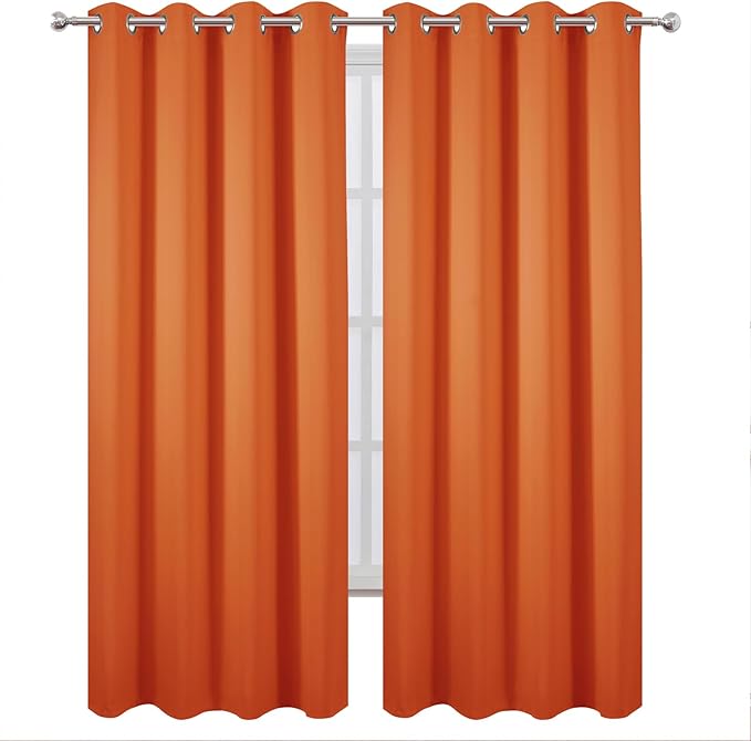 LEMOMO Blackout Curtains 52 x 90 Inch Long Orange Curtains Set of 2 Panels Room