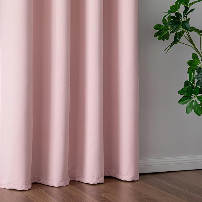 IGEMAEVE Blush Pink Curtains 96 Inch Length 2 Panels Set, Light Filtering