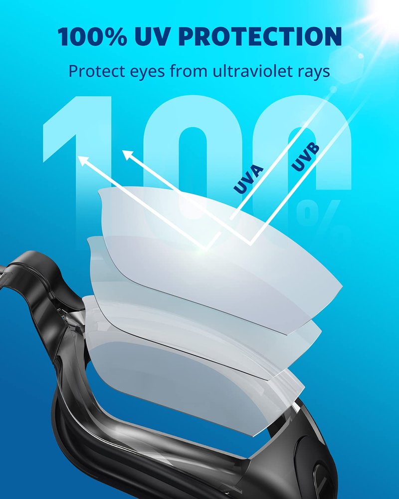 Aegend Swim Goggles, Swimming Goggles No Leaking Full Protection Adult Men Women Youth, Black-color Lens