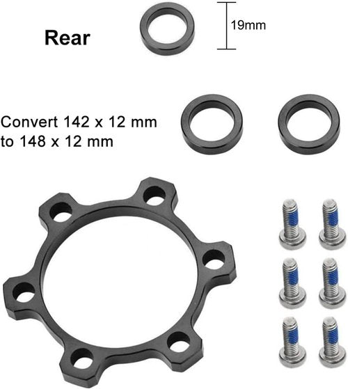 Dilwe Hub Conversion Adapter, 1 Pcs Alloy Front Rear Boost Hub Adapter Boost Hub Conversion with Washers Screws for DIY Bikes(142 * 12mm to 148 * 12mm(for Rear))