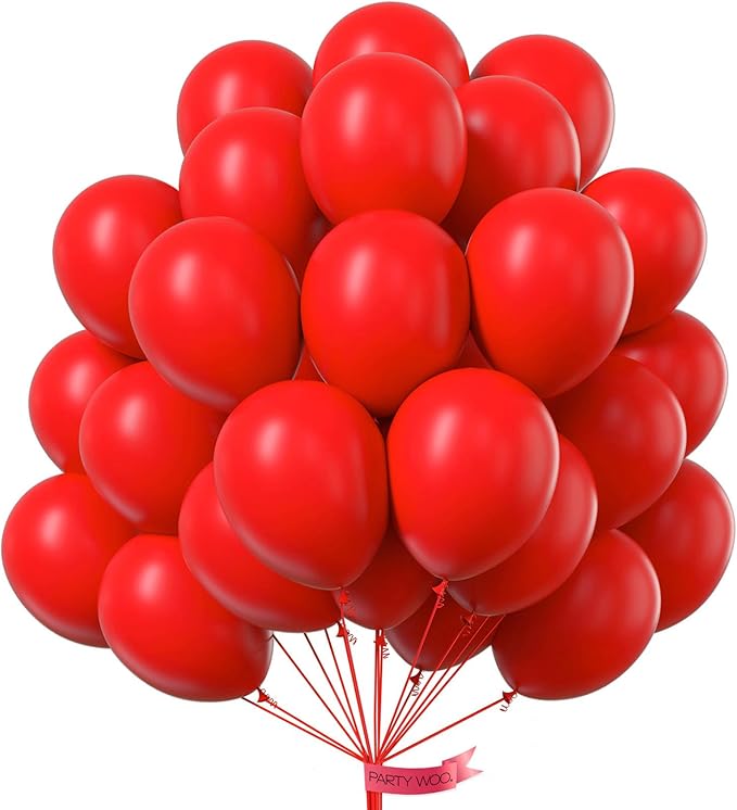 PartyWoo Red Balloons 101pcs 12 Inch Red Helium Balloons for Birthday Graduation Bachelorette Citizenship Firefighter Strawberry Anniversary Cherry Casino Movie Theme Party Decorations Red-Y57