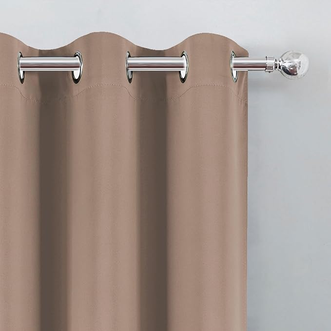 LEMOMO Blackout Curtains 52 x 90 Inch Long Cappuccino Curtains Set of 2 Panels