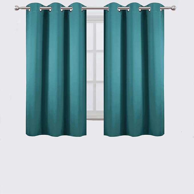 LEMOMO Sea Teal Blackout Curtains 42 x 54 Inch Length Set of 2 Panels Grommet