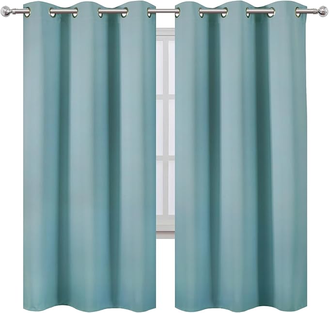 LEMOMO Stone Blue Thermal Blackout Curtains/42 x 72 Inch/Set of 2 Panels Room