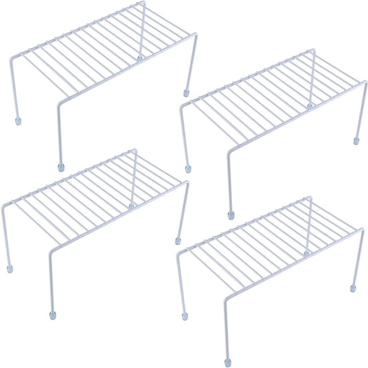 Kitchen Shelves, Cabinet Organization Mini Storage Shelf, Storage Rack Organizer for Kitchen, Fridge, Cabinet, Bathroom (White 4)