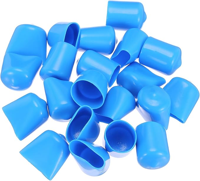 uxcell 20pcs Rubber End Caps 16mm(5/8") ID Vinyl PVC Round Tube Bolt Cap Cover Screw Thread Protectors,Light Blue
