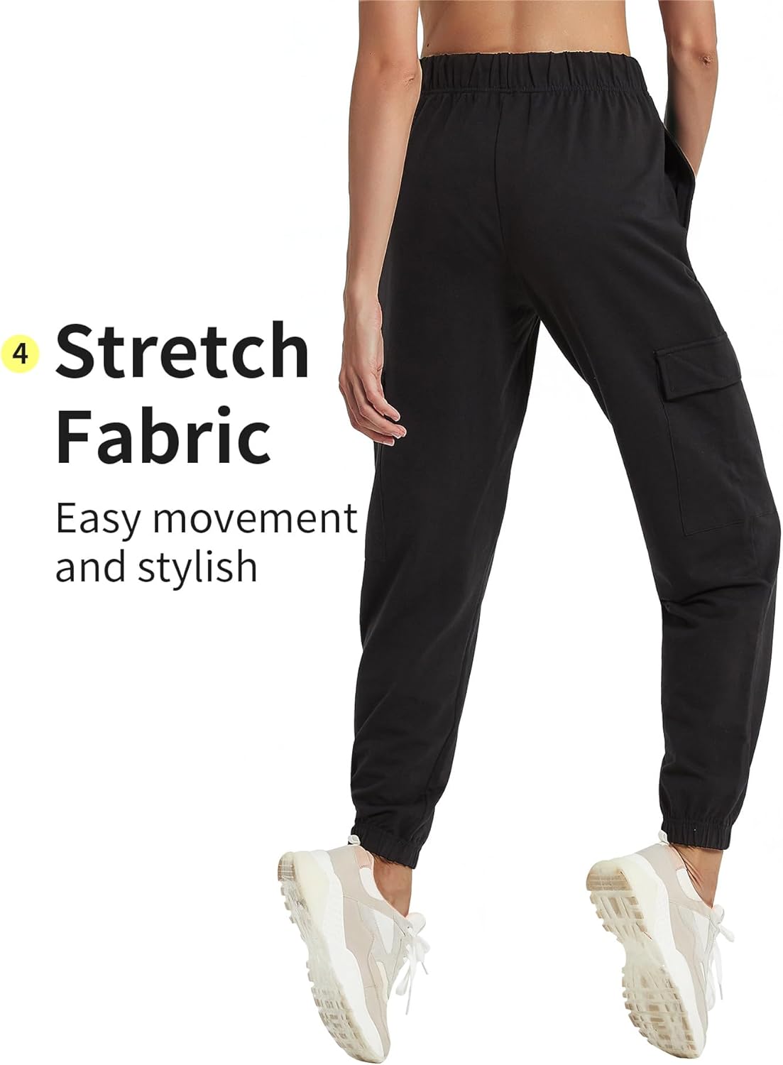 PULI Women's Cargo Sweatpants - Sporty Athletic Fit with Pockets | Comfortable Jogger Trousers