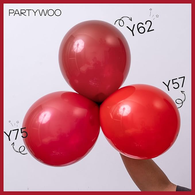 PartyWoo Red Balloons 101pcs 12 Inch Red Helium Balloons for Birthday Graduation Bachelorette Citizenship Firefighter Strawberry Anniversary Cherry Casino Movie Theme Party Decorations Red-Y57