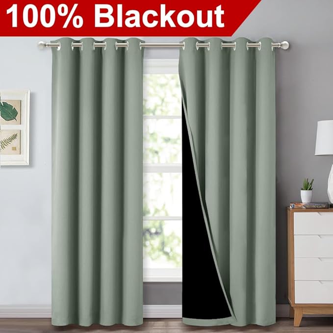 NICETOWN 100% Blackout Window Curtain Panels, Cold and Full Light Blocking