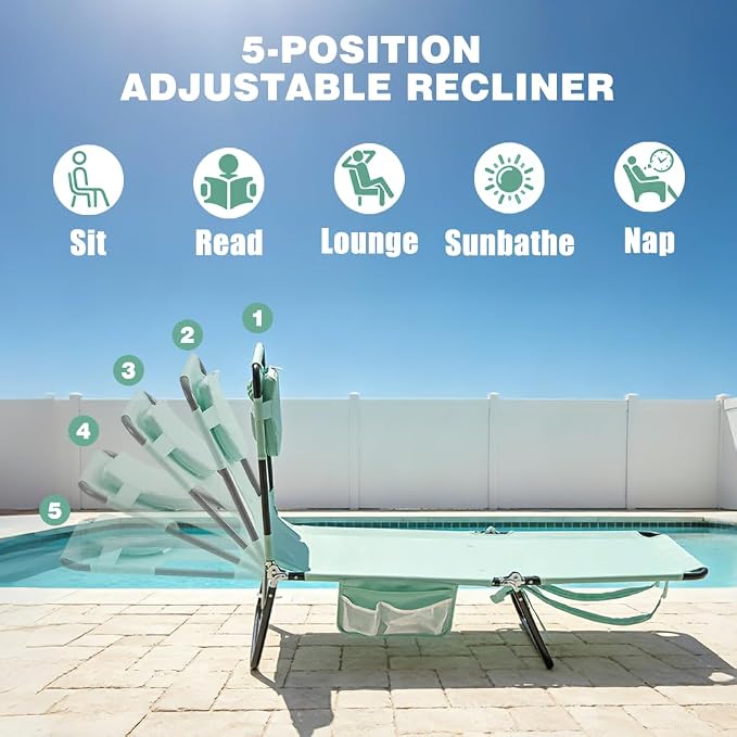 SUNNYFEEL Tanning Chair with Canopy, Face Down Lounger with Backpack Straps | Tanning Chair with Canopy, Face Down Lounger with Backpack Straps