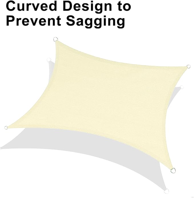 LOVE STORY Custom Size 7'x16' Butter Cream Sun Shade Sail Rectangle UV Block Canopy Patio Sail Sunshades Fabric for Outdoor Garden Carport (We Make Custom Size)