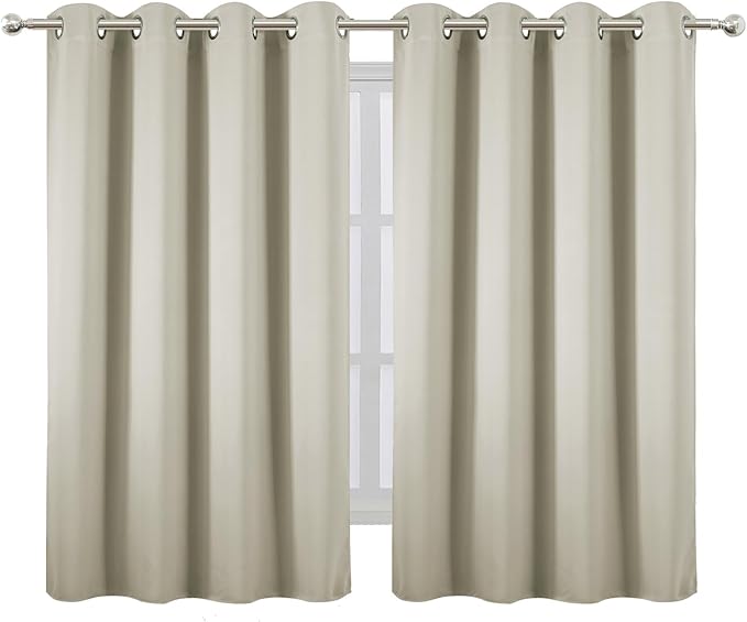 LEMOMO Blackout Curtains 66 x 54 Inch Long Light Beige Curtains Set of 2 Panels