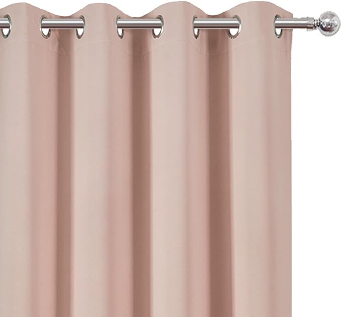 LEMOMO Blackout Curtains 66 x 95 inch/Blush Curtains Set of 2 Panels/Thermal