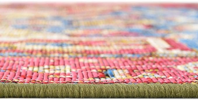 Unique Loom Outdoor Traditional Collection Area Rug - Limon (7' 1" x 10' Rectangle Multi/Red)