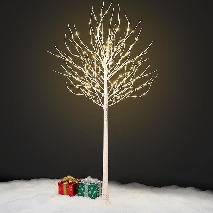 LED Birch Tree Lights, 8ft Trees with Warm White Lights, Outdoor Indoor Christmas Wedding Party Decor