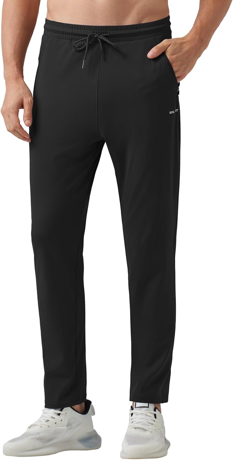 Willit Men's Athletic Jogging Sweatpants - Comfortable Workout Pants with Zipper Pockets | Gray