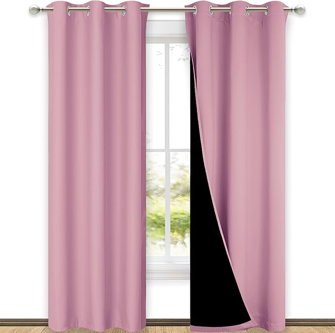 NICETOWN Crystal Pink Full Shade Curtain Panels, Pair of Thermal Insulated &