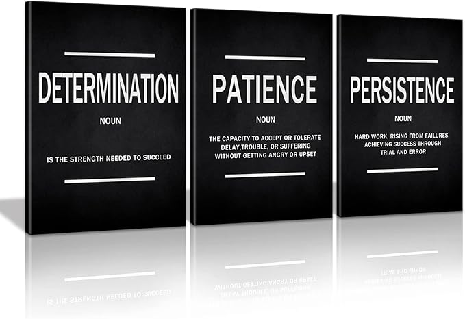 KAWAHONE Inspiration Quotes Wall Art, Motivational Determination Patience