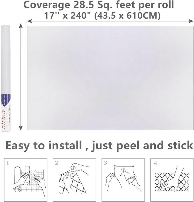Arthome 17"x240" White Contact Paper, Peel and Stick Matte Wallpaper, Self