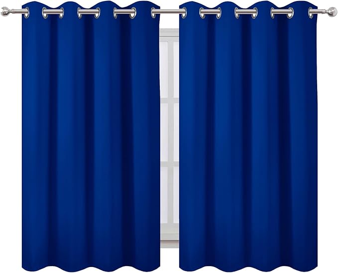 LEMOMO Royal Blue Thermal Blackout Curtains/52 x 54 Inch/Set of 2 Panels Room