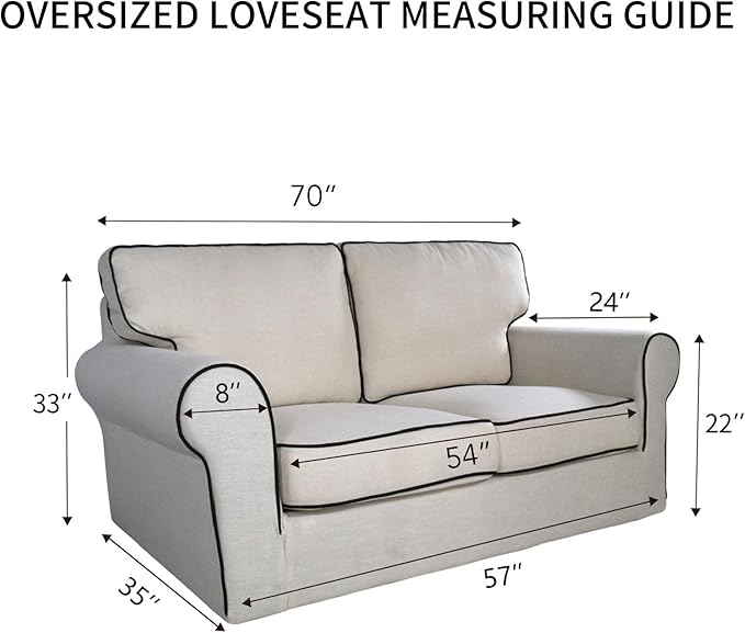 PureFit Reversible Quilted Sofa Cover, Water Resistant Slipcover Furniture Protector, Washable Couch Cover with Non Slip and Elastic Straps for Kids, Dogs, Pets (Oversized Loveseat, Sage Green/Ivory)