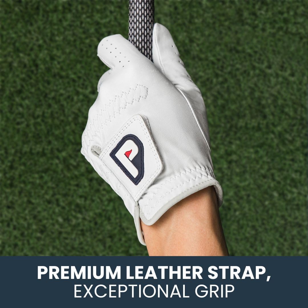 PUR3 Cabretta Leather Golf Gloves - Ultra Soft Genuine Leather | Left & Right Hand | Multi-Pack with Ball Marker