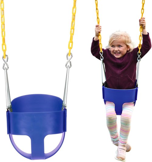 Eastern Jungle Gym Heavy-Duty Toddler Swing Seat - High Back Design with Coated Chains | Blue