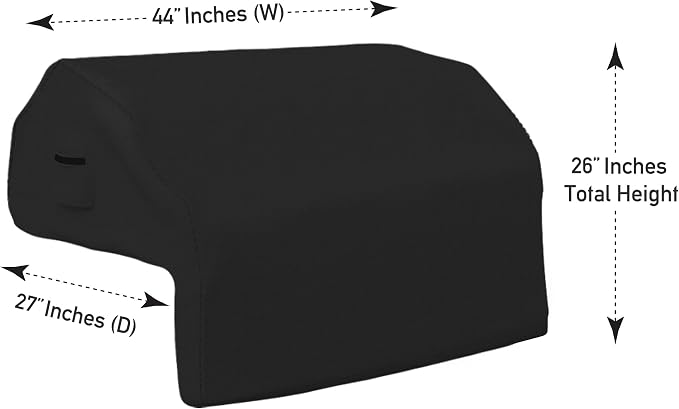 Covers & All Built-in Grill Cover for Outdoor Grill – Heavy Duty 12 oz Waterproof Built-in BBQ Grill Cover, PVC-Coated Polyester with Elastic Hem for Snug Fit (44 x 27 x 26 inches, Black)