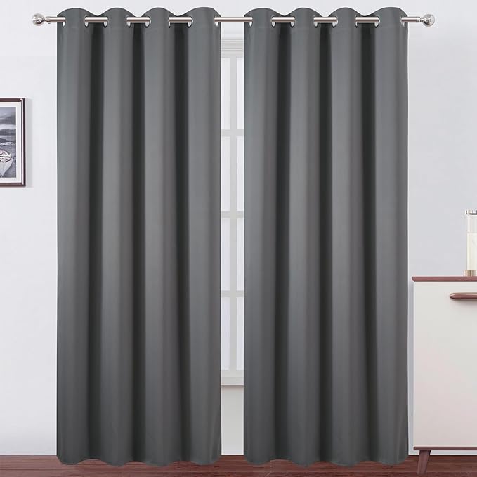 LEMOMO Blackout Curtains 52 x 120 Inch Long Frost Grey Curtains Set of 2 Panels
