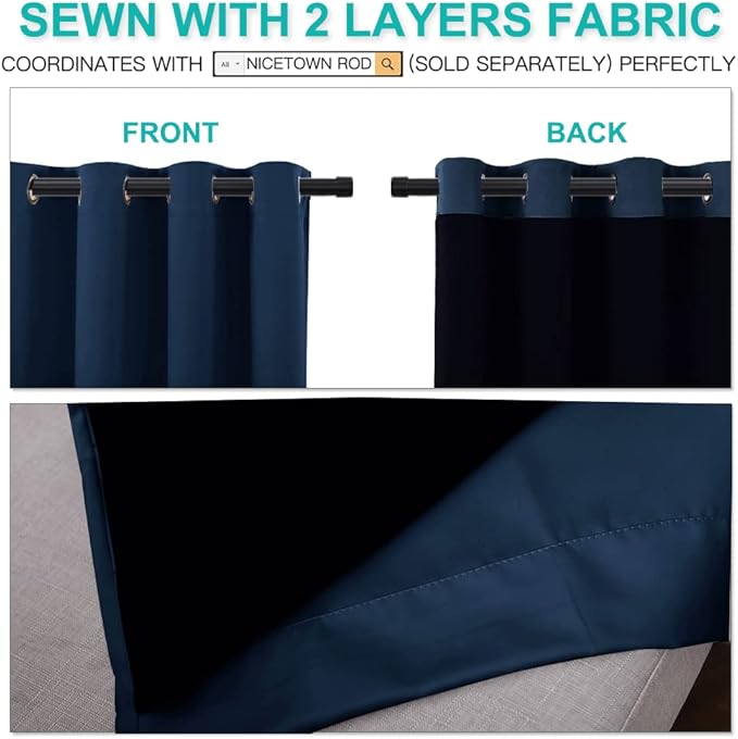 NICETOWN 100% Blackout Cold Blocking Curtain, Thermal Insulated & Energy